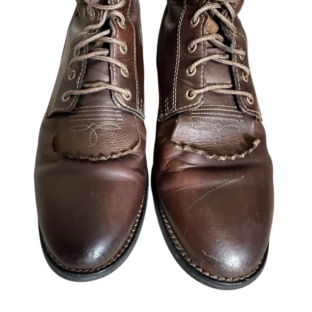 Ariat Heritage Lacer Boots Brown Leather Riding Lace Up Fringe 8.5 - Picture 7 of 16